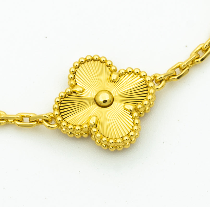 [BLUE TEARS]CLOVER BRACELET 5 MOTIFS GOLD DIAMOND