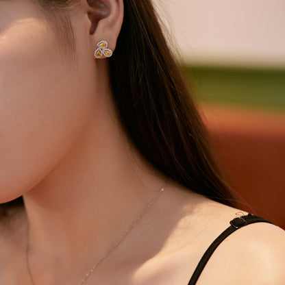 [Nova Jewelry]Ornate Flower Shape Pear Cut Lover Earrings