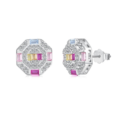 [Nova Jewelry]Ornate Colorful Octagon Shape Daily Earrings
