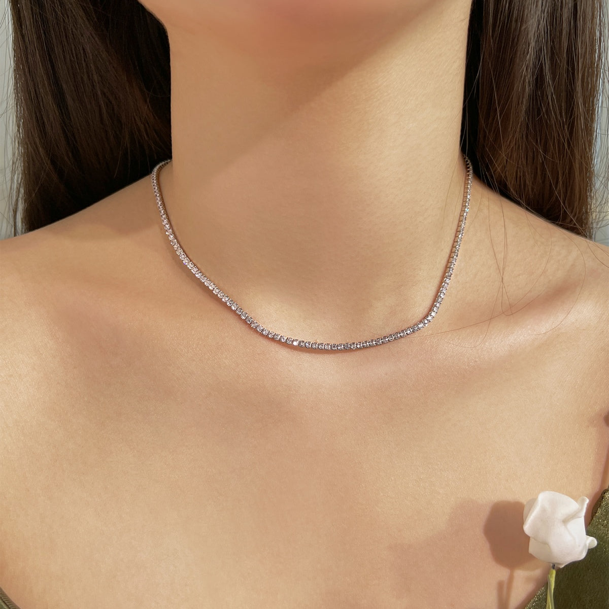 [Nova Jewelry]Delicate Round Shape Tennis Necklace