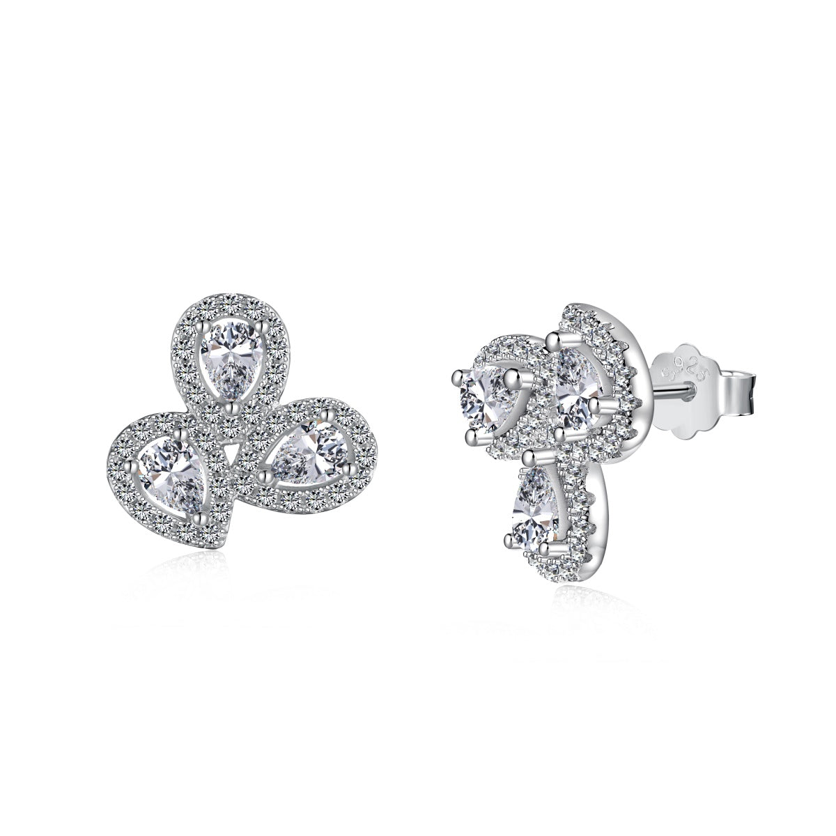 [Nova Jewelry]Ornate Flower Shape Pear Cut Lover Earrings
