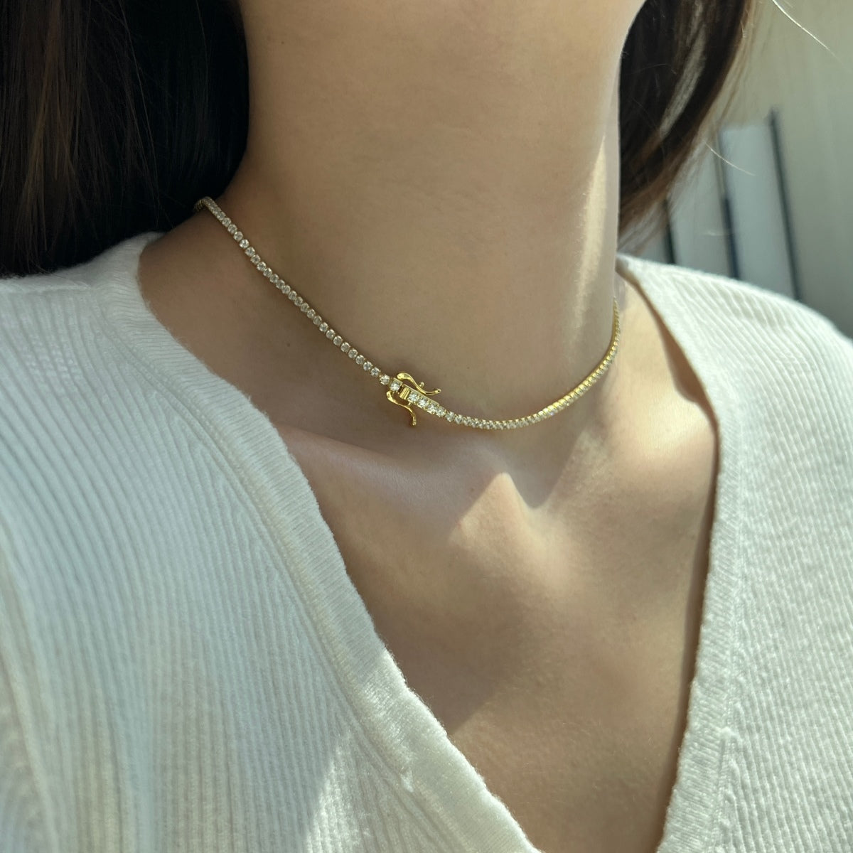 [Nova Jewelry]Delicate Round Shape Tennis Necklace