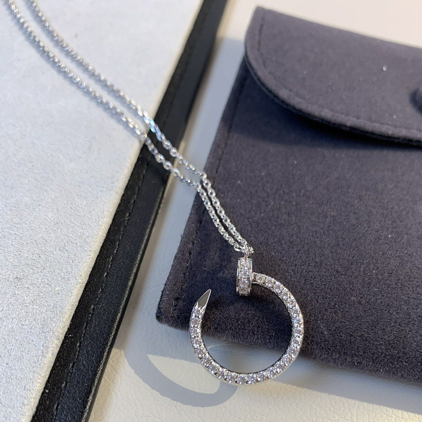 [BLUE TEARS]JUSTE NECKLACE SILVER DIAMONDS
