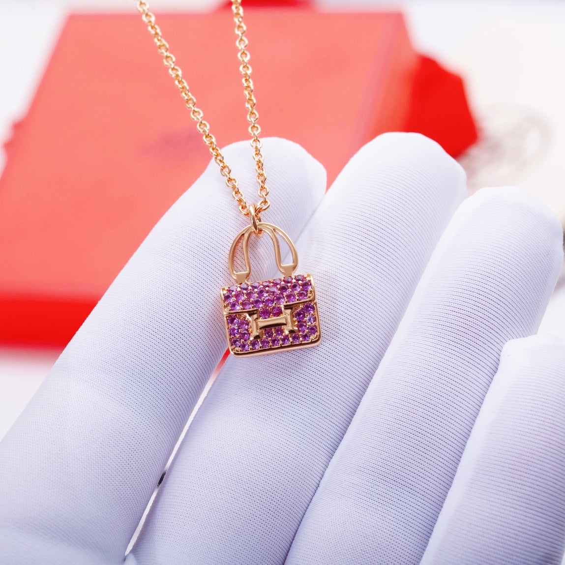 [BLUE TEARS]CONSTANCE PEDANT PURPLE DIAMOND NECKLACE