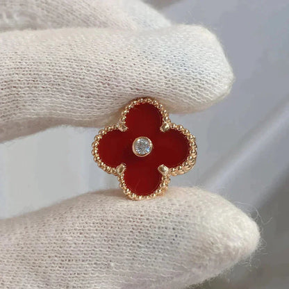 [BLUE TEARS]CLOVER MEDIUM 1 MOTIFS CARNELIAN  DIAMOND earrings