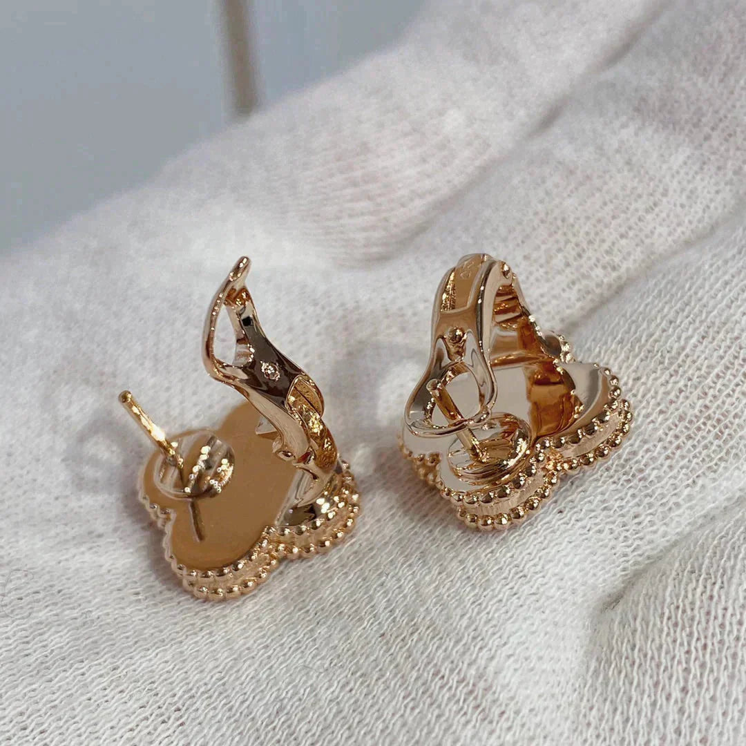 [BLUE TEARS]CLOVER MEDIUM 1 MOTIFS CARNELIAN  DIAMOND earrings
