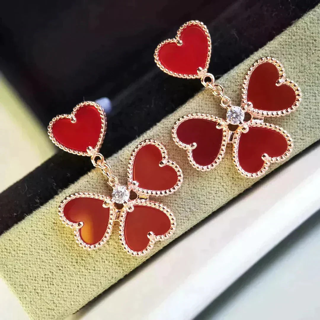 [BLUE TEARS]SWEET CLOVER CARNELIAN EARRINGS