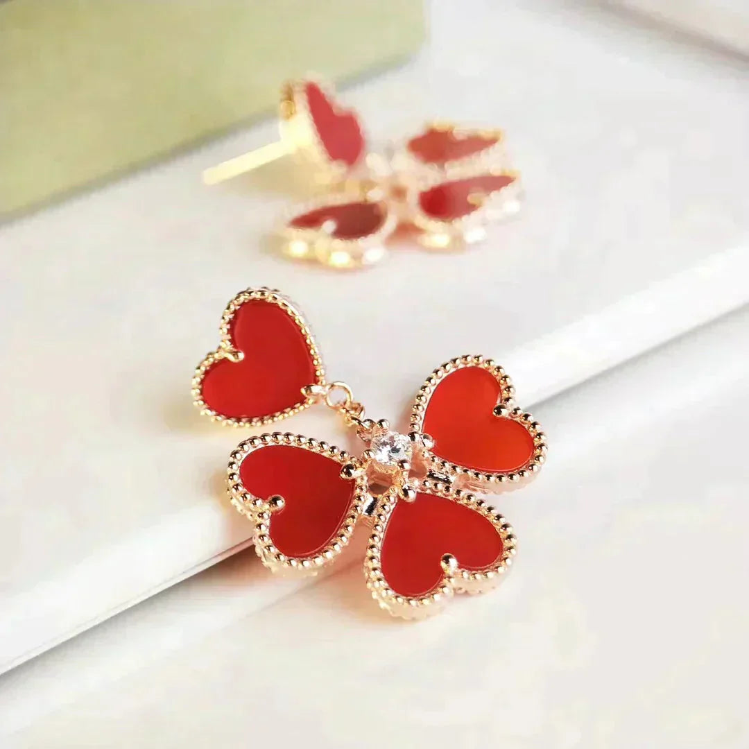 [BLUE TEARS]SWEET CLOVER CARNELIAN EARRINGS