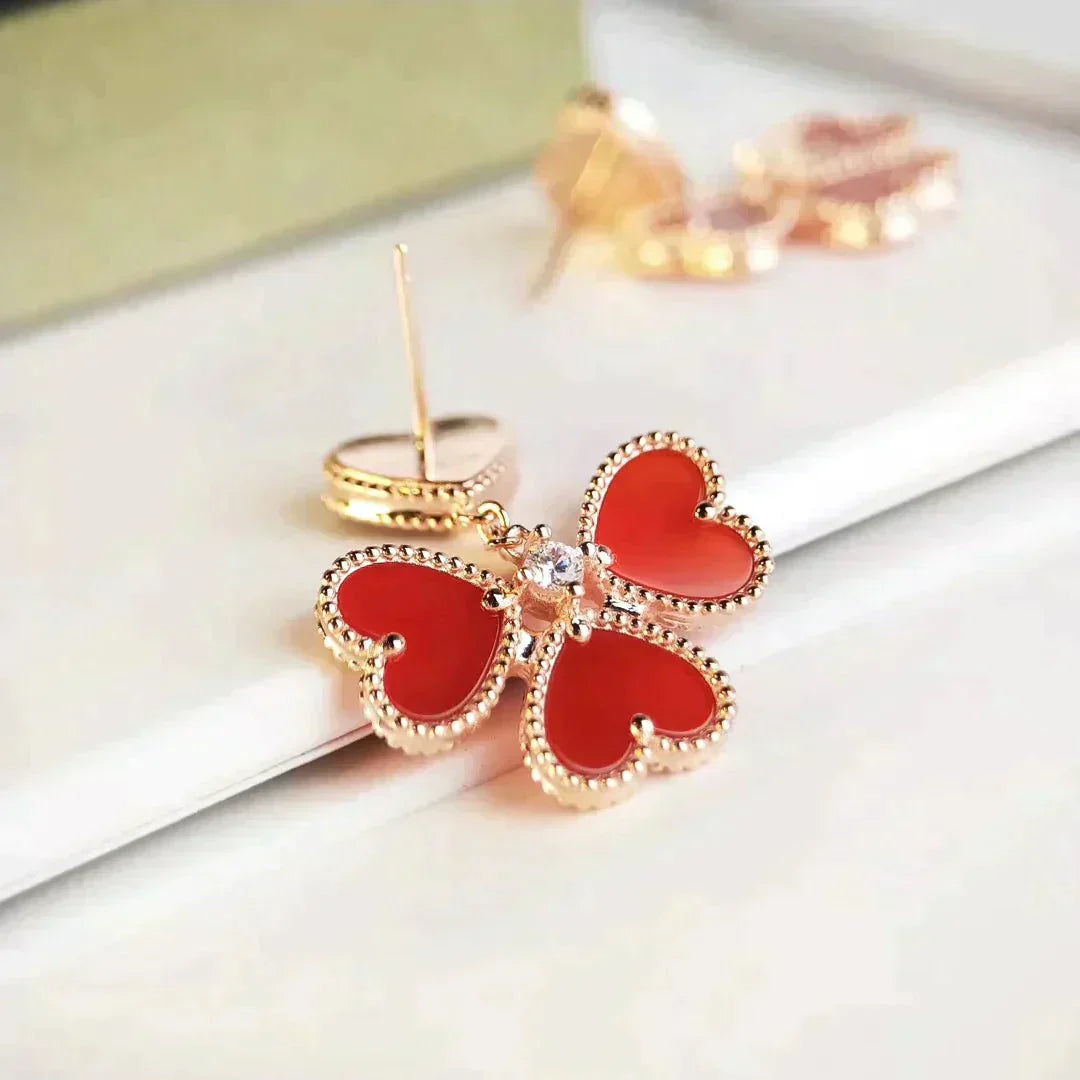[BLUE TEARS]SWEET CLOVER CARNELIAN EARRINGS