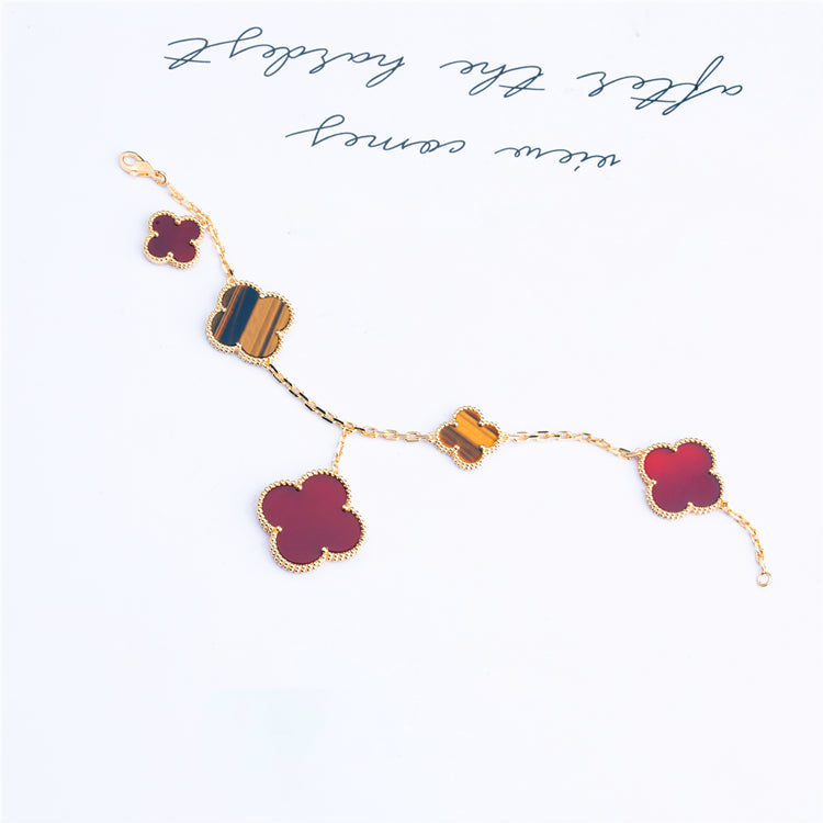 [BLAUE TRÄNEN]KLEE-ARMBAND 5 MOTIVE KARNEOL TIGERAUGE