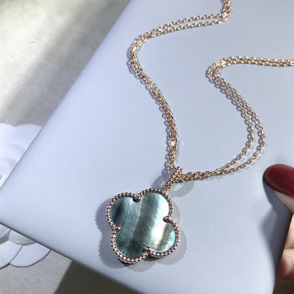 [BLUE TEARS]CLOVER 25MM GOLD DARK MOP BIG CLOVER NECKLACE