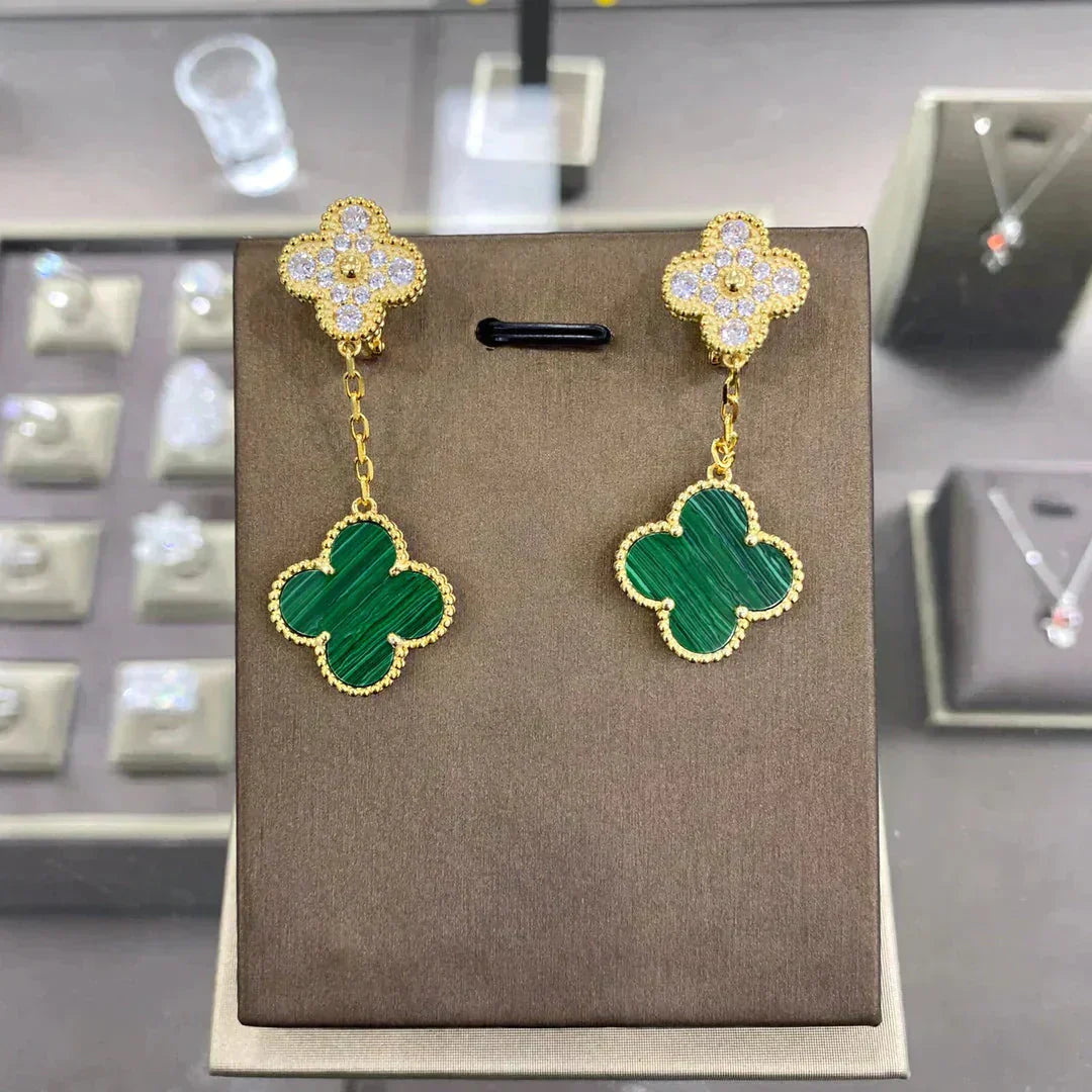 [BLUE TEARS]CLOVER  2 MOTIFS  DIAMOND  EARRINGS (MULTIPLE CHOICESç´