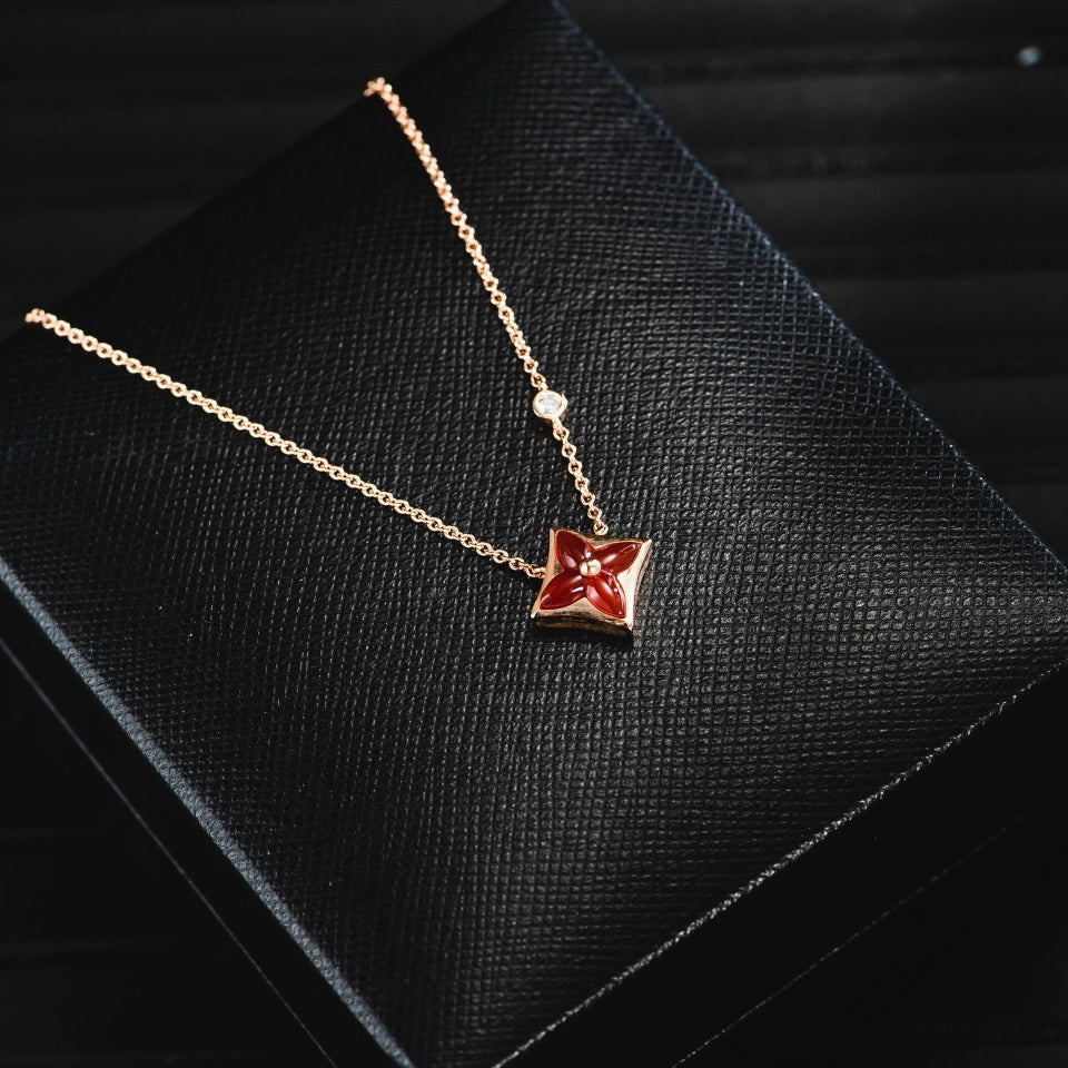 [BLUE TEARS]STAR NECKLACE PINK GOLD 1 DIAMOND