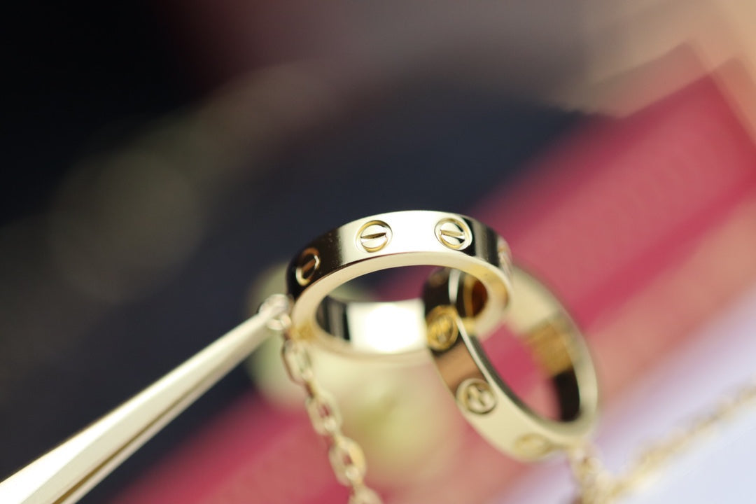 [BLUE TEARS]LOVE NECKLACE DOUBLE RING GOLD