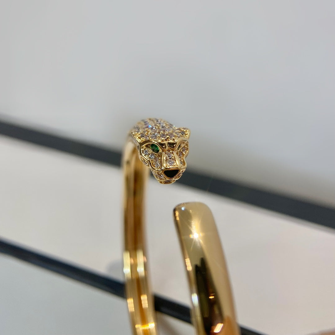 [BLUE TEARS]PANTHERE GOLD DIAMOND OPEN BRACELET