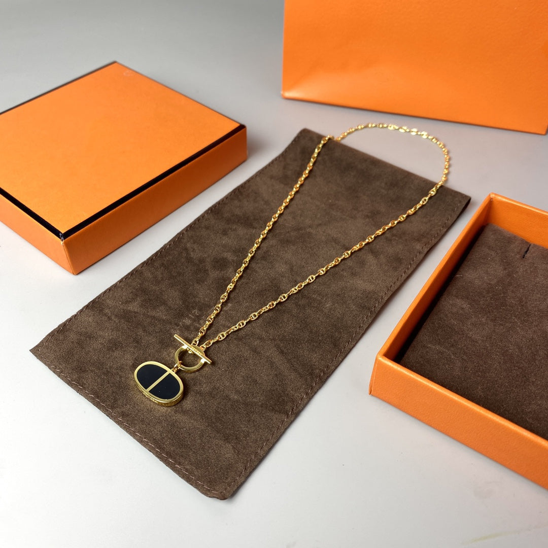 [BLUE TEARS]CHAINE VERSO BLACK CERAMIC NECKLACE