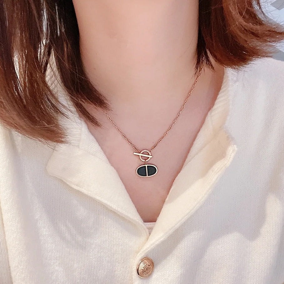 [BLUE TEARS]CHAINE VERSO BLACK CERAMIC NECKLACE