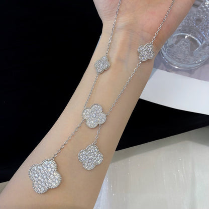 [BLUE TEARS]CLOVER 5 MOTIFS SILVER DIAMONDS NECKLACE