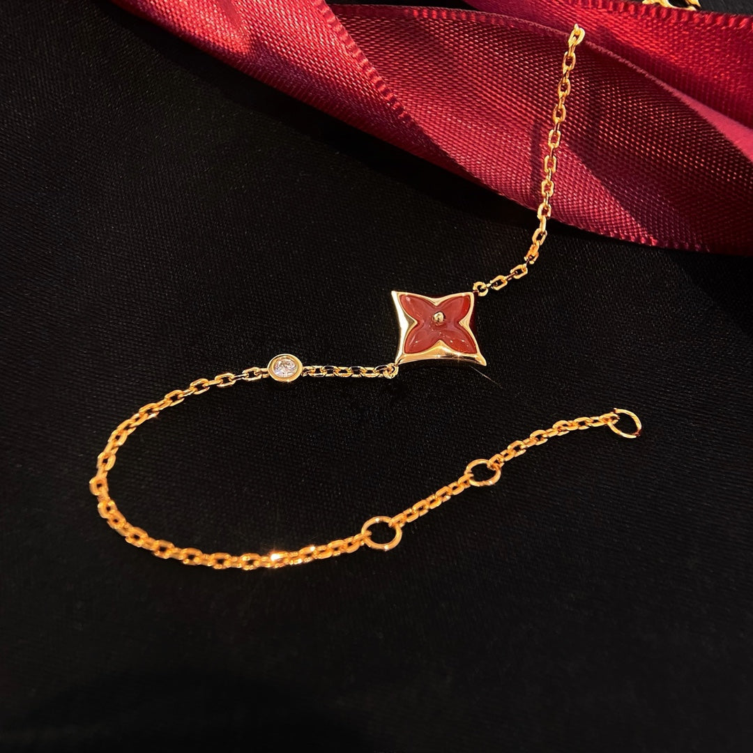 [BLUE TEARS]COLOR STAR CARNELIAN PINK GOLD DIAMOND BRACELET