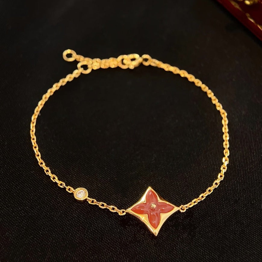 [BLUE TEARS]COLOR STAR CARNELIAN PINK GOLD DIAMOND BRACELET