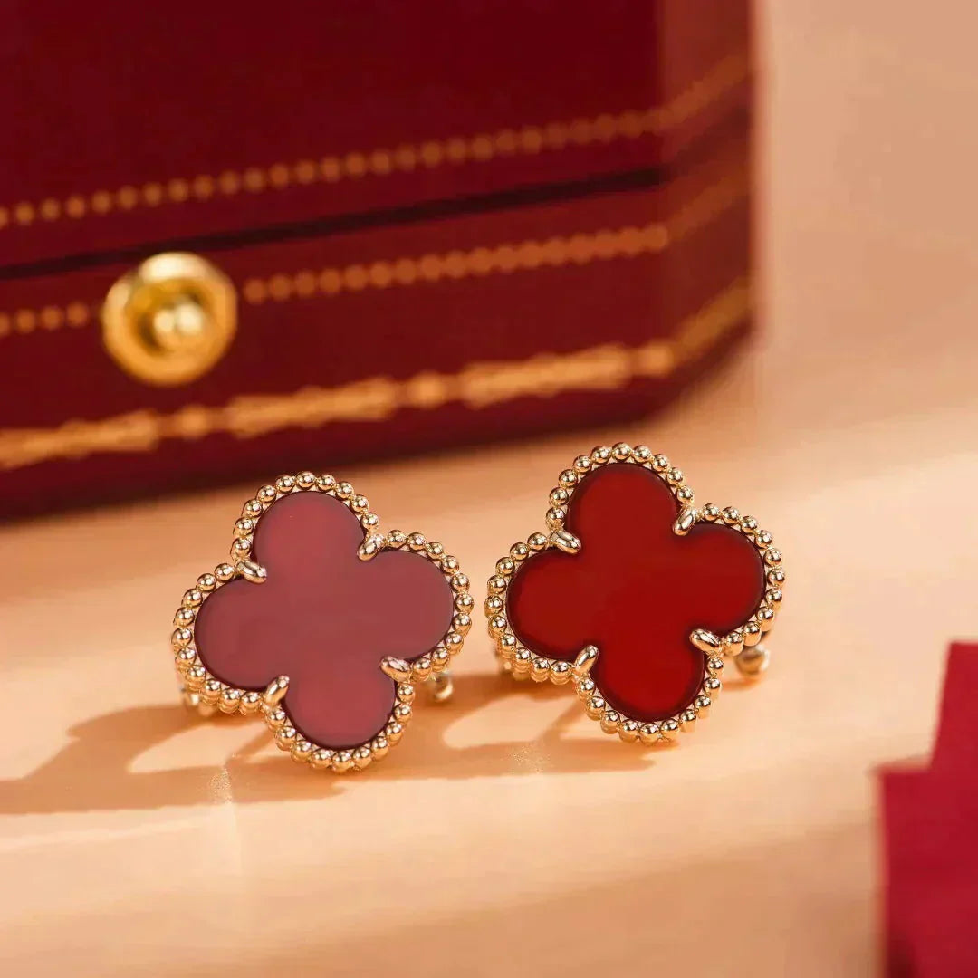 [BLUE TEARS]CLOVER MEDIUM 1 MOTIFS CARNELIAN  EARRINGS