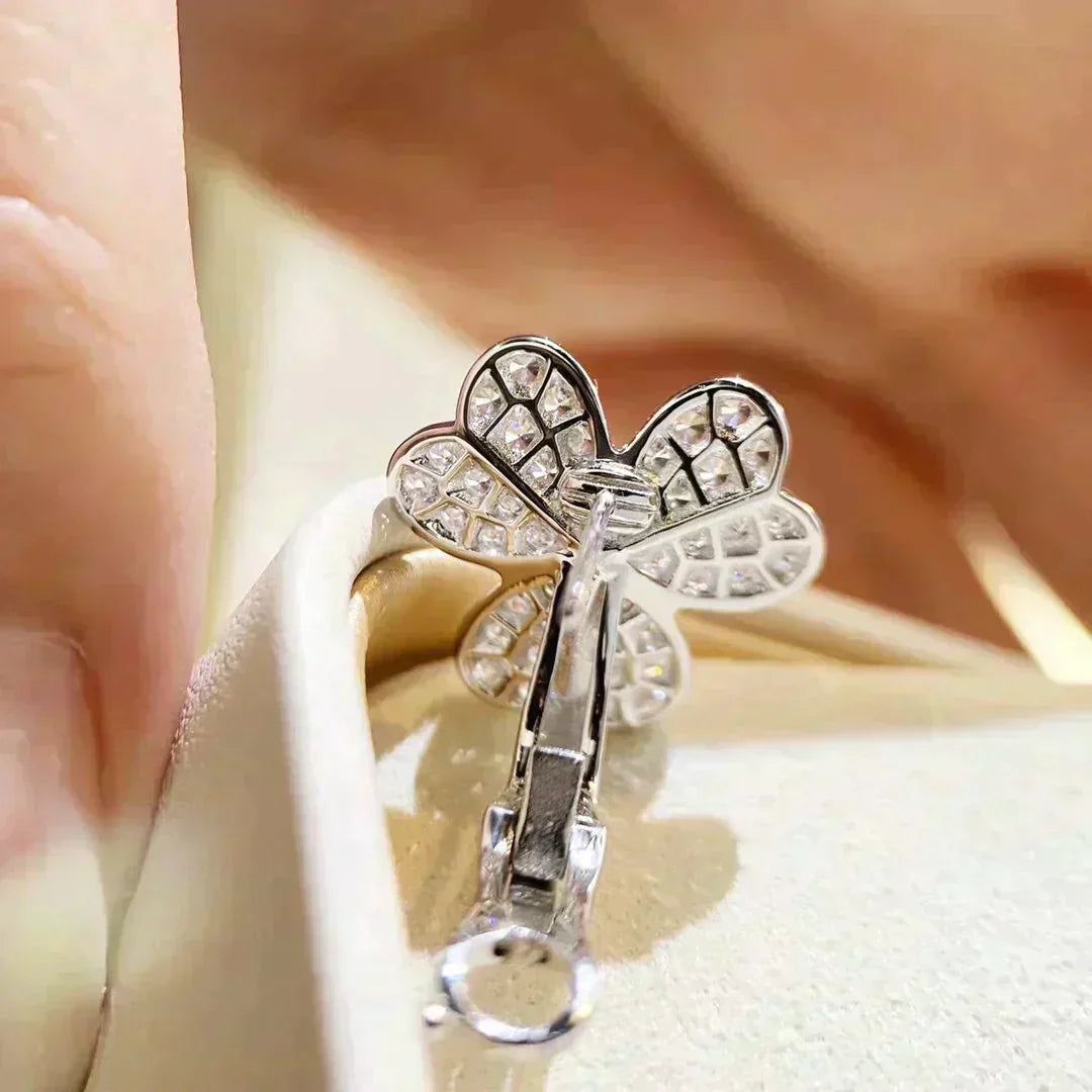 [BLAUE TRÄNEN]CLOVER COMOS DIAMANT OHRRINGE SILBER