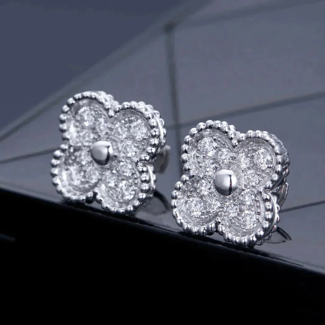 [BLAUE TRÄNEN]KLEE 1 MOTIFS DIAMANT OHRSTECKER SILBER