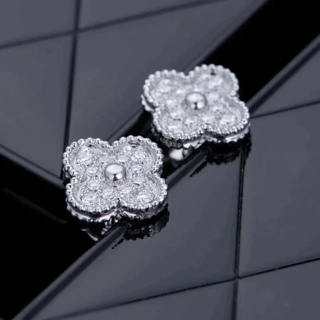 [BLAUE TRÄNEN]KLEE 1 MOTIFS DIAMANT OHRSTECKER SILBER