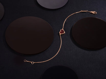 [BLUE TEARS]HEART CARNELIAN PINK GOLD BRACELET