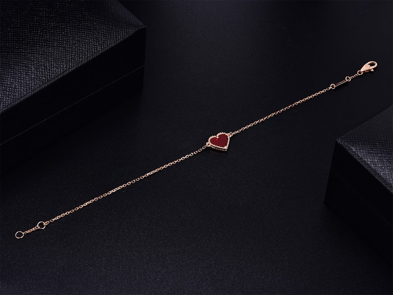 [BLUE TEARS]HEART CARNELIAN PINK GOLD BRACELET