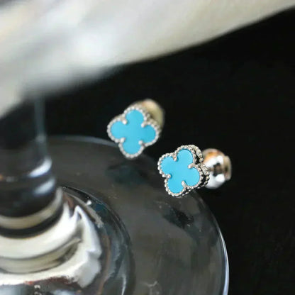 [BLAUE TRÄNEN]CLOVER MINI 9,5MM ONYX OHRSTECKER SILBER