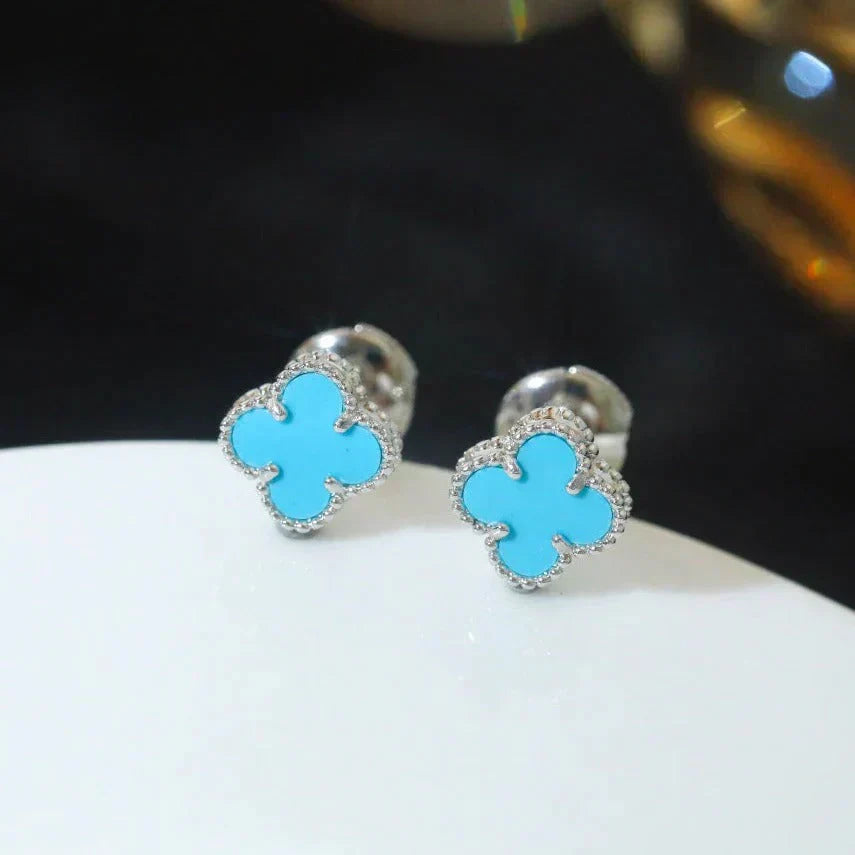 [BLAUE TRÄNEN]CLOVER MINI 9,5MM ONYX OHRSTECKER SILBER
