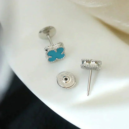 [BLAUE TRÄNEN]CLOVER MINI 9,5MM ONYX OHRSTECKER SILBER