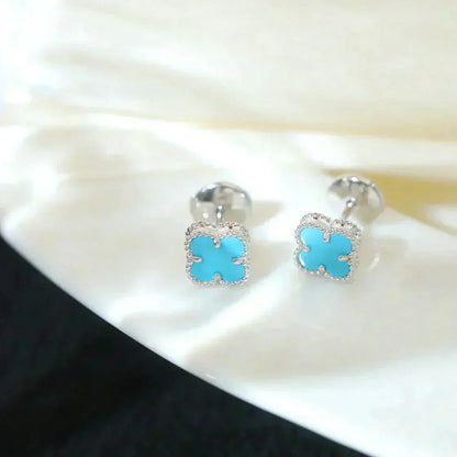 [BLAUE TRÄNEN]CLOVER MINI 9,5MM ONYX OHRSTECKER SILBER