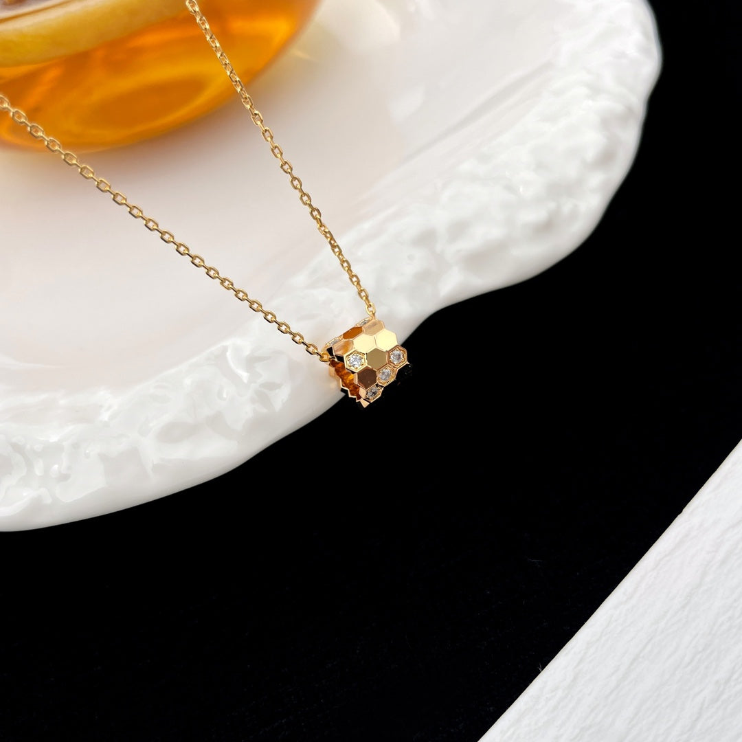 [BLAUE TRÄNEN] BIENEN-MINI-ANHÄNGER-DIAMANT-HALSKETTE