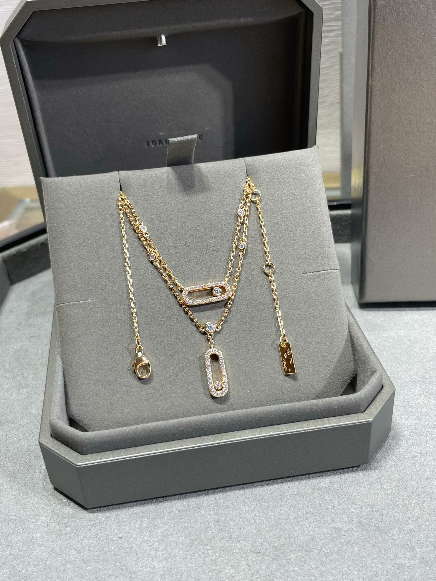 [Blue Tears Jewelry]MOVE 2 ROW DIAMOND NECKLACE