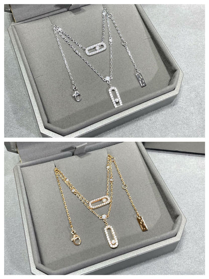 [Blue Tears Jewelry]MOVE 2 ROW DIAMOND NECKLACE