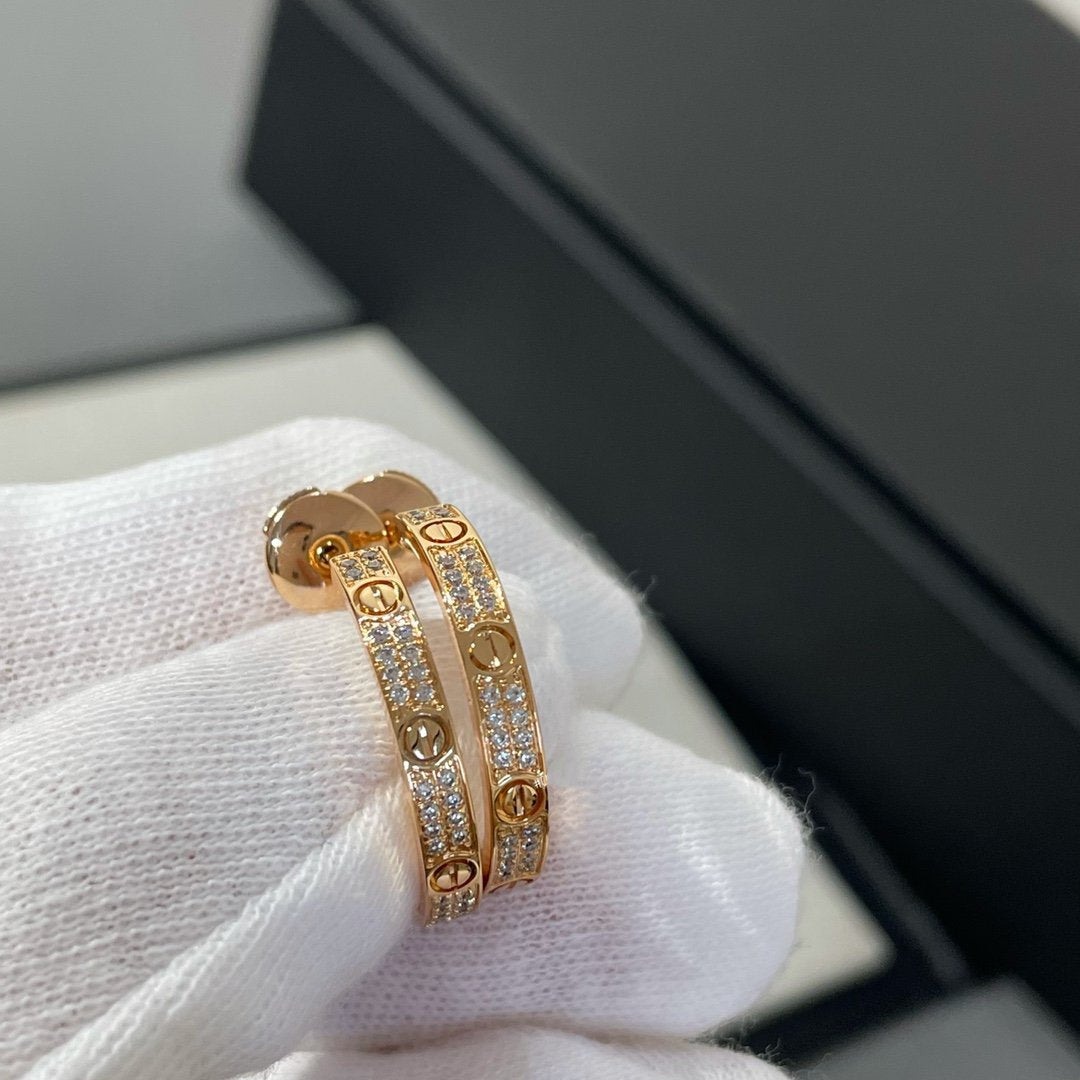 [BLAUE TRÄNEN]LOVE DIAMANT-KREOLEN AUS ROTGOLD