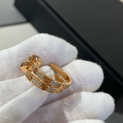 [BLAUE TRÄNEN]LOVE DIAMANT-KREOLEN AUS ROTGOLD