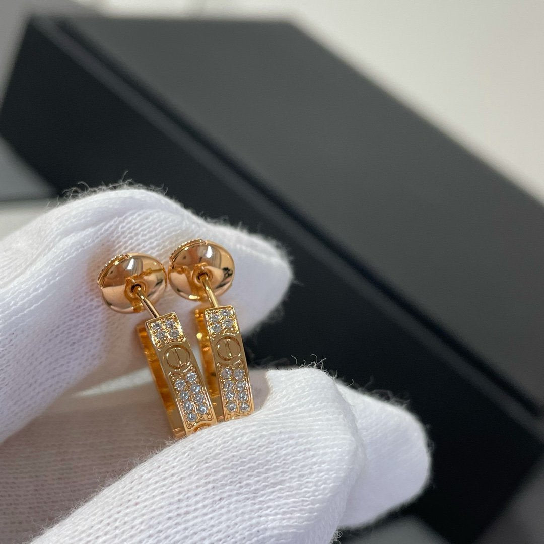 [BLAUE TRÄNEN]LOVE DIAMANT-KREOLEN AUS ROTGOLD