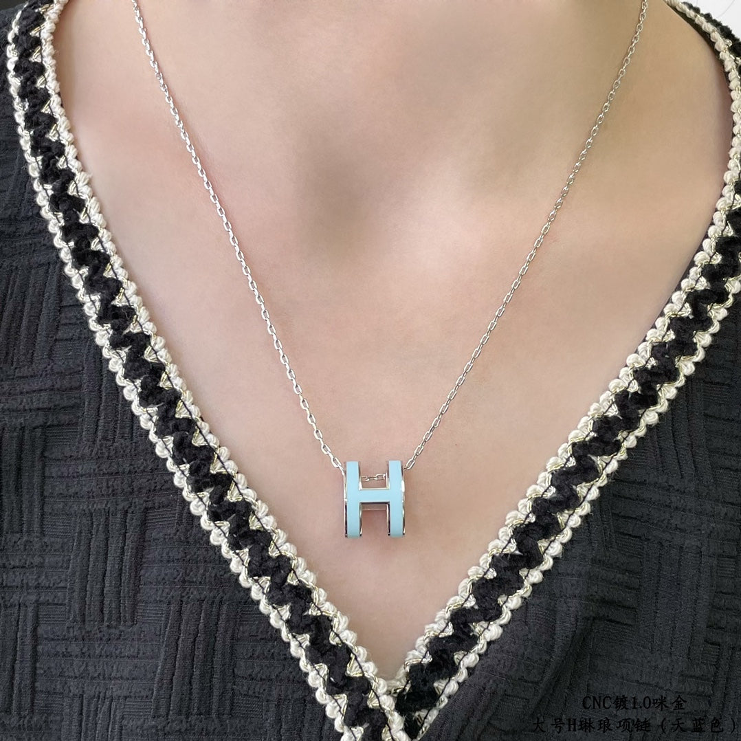 [BLUE TEARS]POP H SKY BLUE NECKLACE