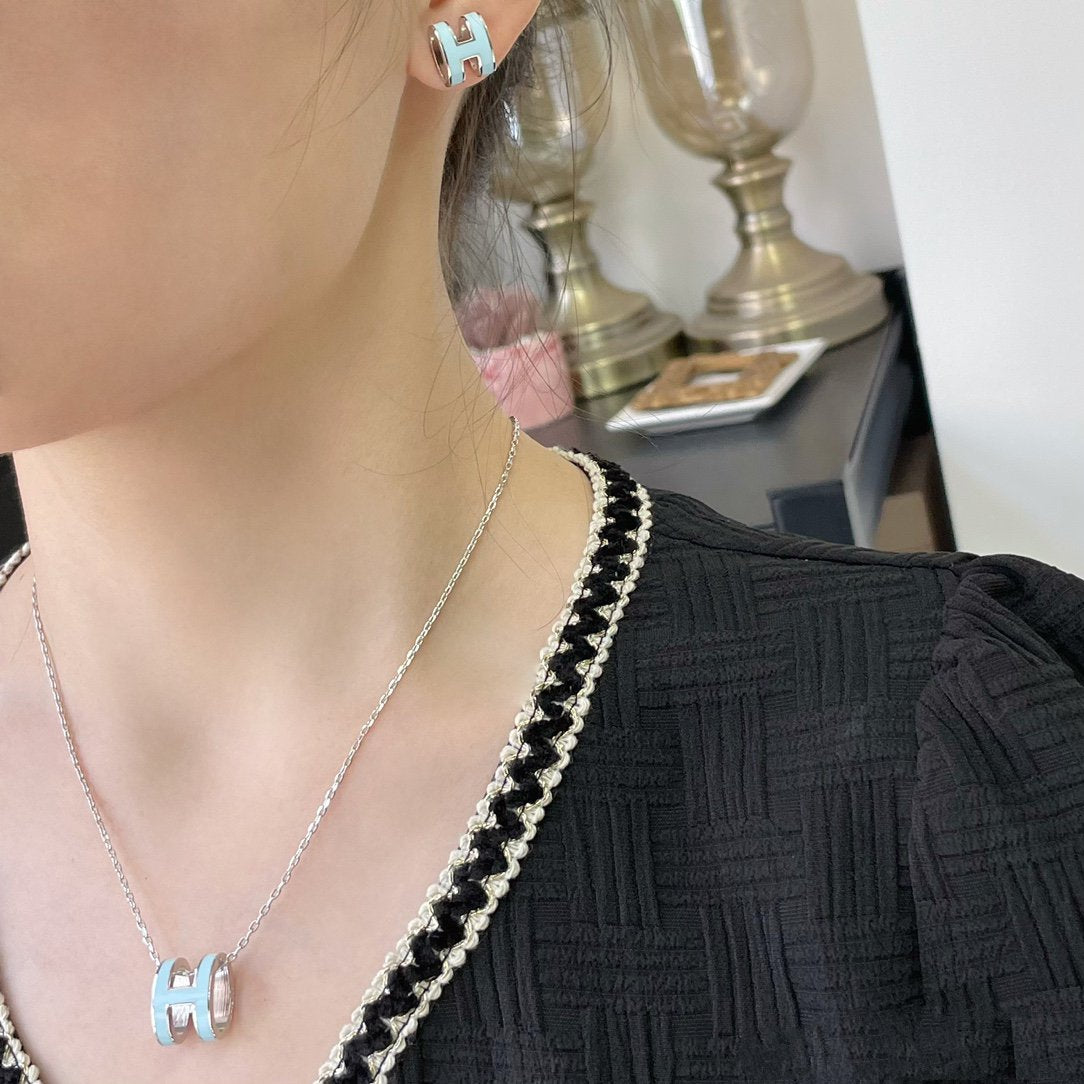 [BLUE TEARS]POP H SKY BLUE NECKLACE
