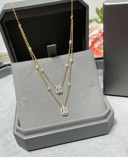 [Blue Tears Jewelry]MY TWIN 2 ROW DIAMOND NECKLACE