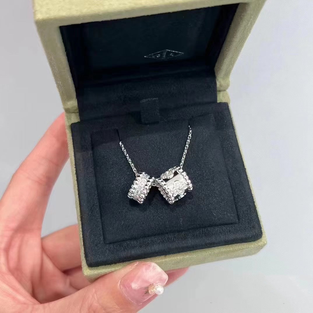 [BLAUE TRÄNEN]PERLEE DOPPELANHÄNGER SILBER DIAMANT HALSKETTE