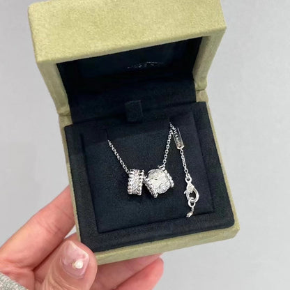 [BLAUE TRÄNEN]PERLEE DOPPELANHÄNGER SILBER DIAMANT HALSKETTE