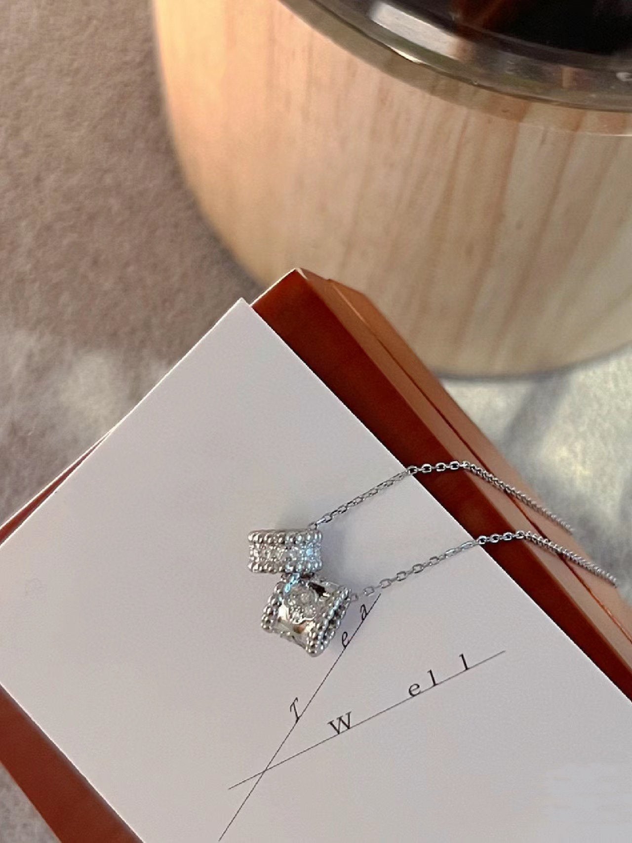 [BLAUE TRÄNEN]PERLEE DOPPELANHÄNGER SILBER DIAMANT HALSKETTE