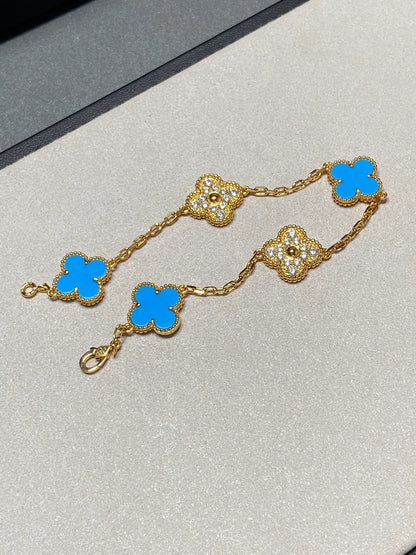 [BLUE TEARS] CLOVER 5 MOTIF BLUE AGATE BRACELET COLLECTION