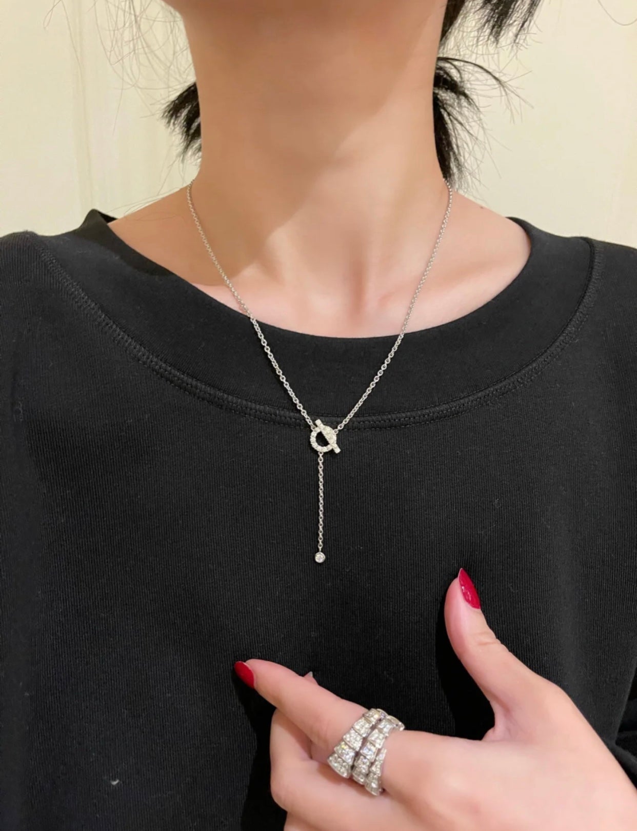 [BLUE TEARS]FINESSE SILVER DIAMOND NECKLACE