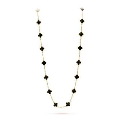 [BLUE TEARS]CLOVER 20 MOTIFS ONYX NECKLACE