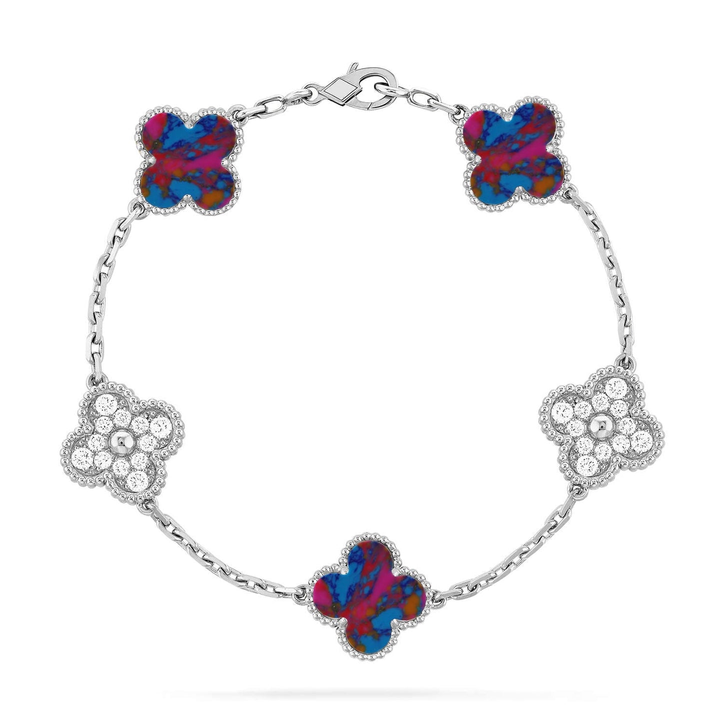 [BLUE TEARS]CLOVER 5 MOTIF COLOR GEMSTONES BRACELET COLLECTION
